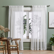 Valerian Snow White Sheer Concealed Tab Top Curtains (Set of 2)